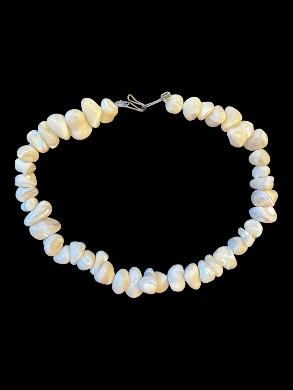 Vintage Handmade Baroque Freshwater Pearl Nugget Choker Necklace - Cream